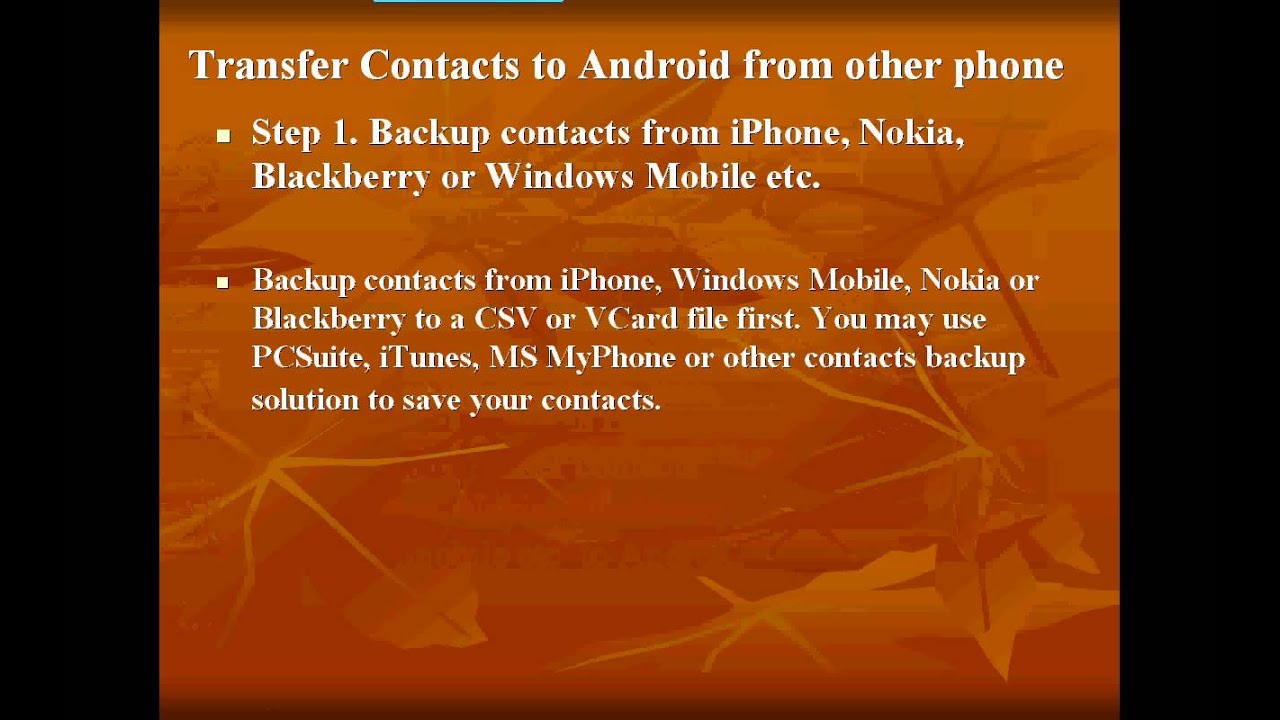 How to transfer Nokia Contacts to Samsung Android phone