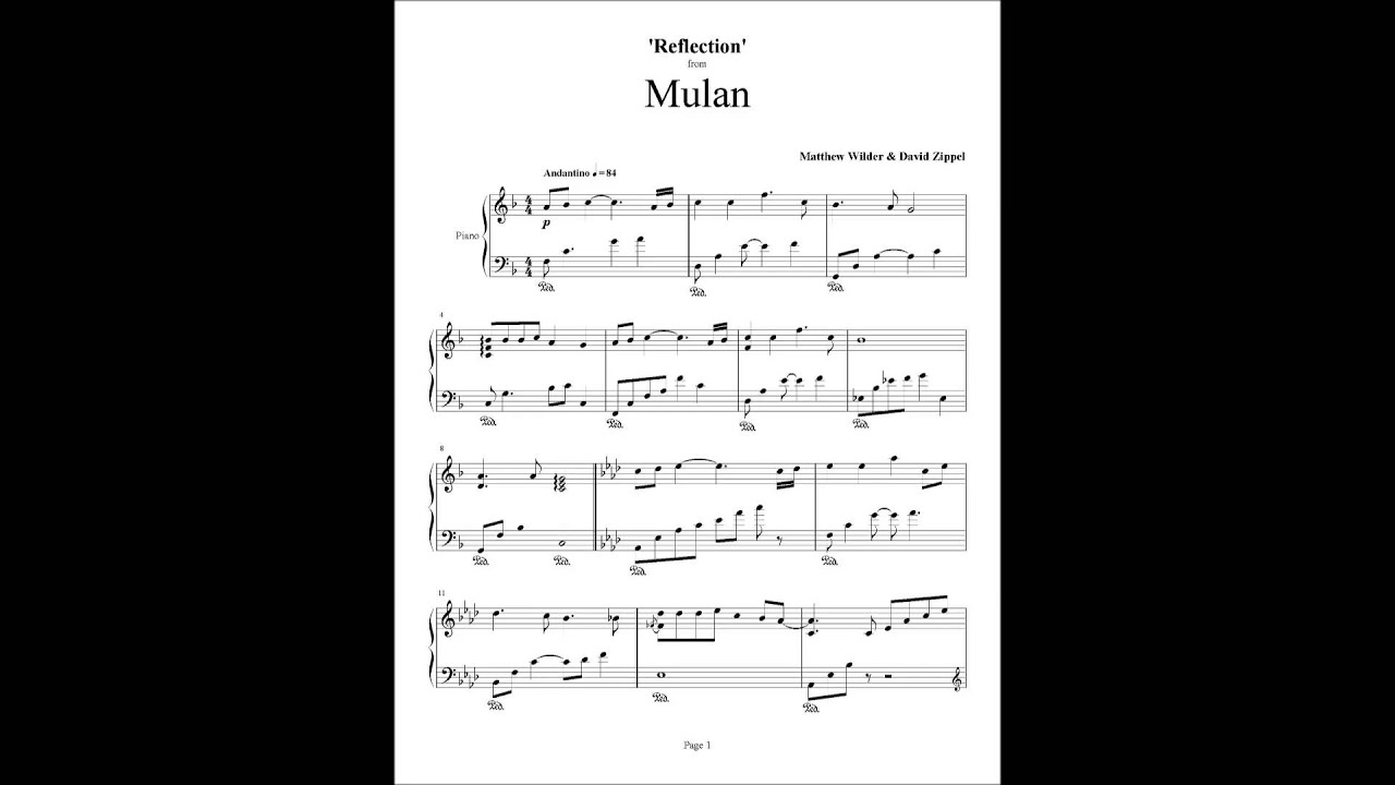 Mulan - Reflection - Piano Cover - YouTube.