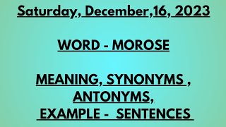 Morose meaning in hindi #morose #lonely #sad #english #words #meaning #synonyms #antonyms #example
