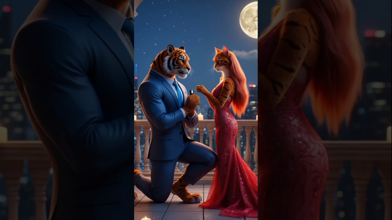 Romantic Tiger Proposal & Beach Wedding | Animated Love Story
