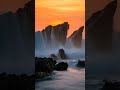 Beautiful sunset and big wave