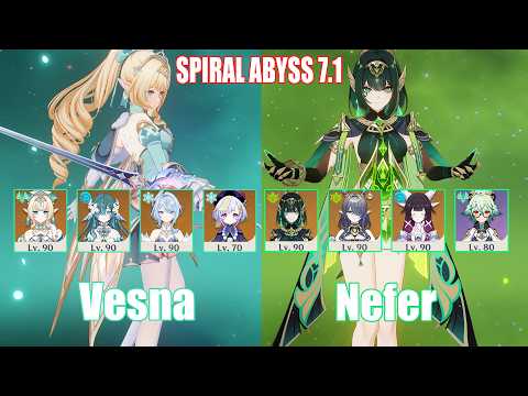 C0 Vesna Stellar Swirl & C0 Nefer Lunar Bloom | Spiral Abyss 7.1 | Genshin Impact