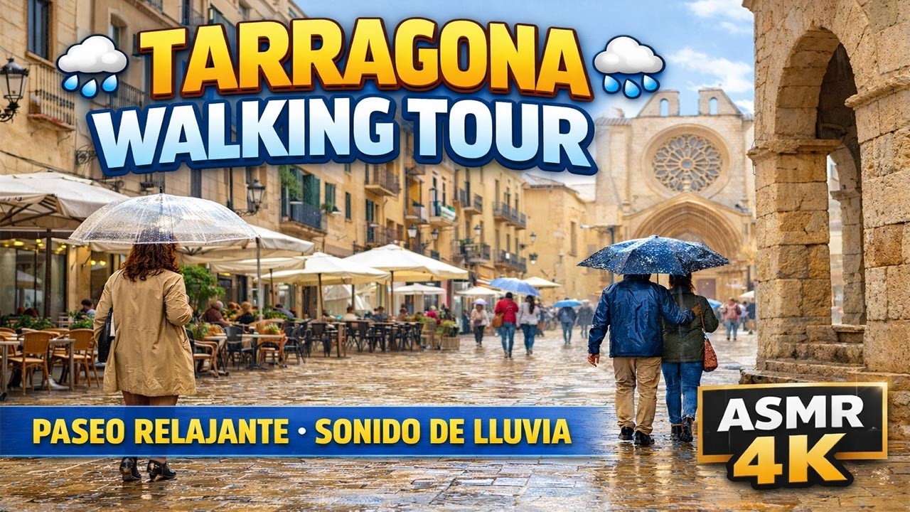 TARRAGONA SPAIN 4K | Relaxing Walking Tour • Natural Ambient Sounds (ASMR 4K HDR)