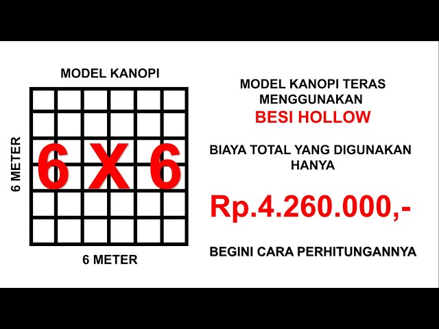 biaya KANOPI TERAS dengan BESI HOLLOW ukuran 6 x 6 meter class=