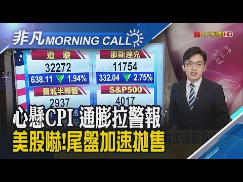   美國5月CPI關鍵數據將公布 美債殖利率又攀高 道瓊收盤重挫638點 歐洲央行將結束QE 預告7月升息1碼 9月再升 主播朱思翰 非凡Morning Call 20220610 非凡財經新聞