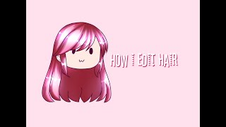 Tutorial of how i edit hair , used dip pen (hard) for lines and (fade)
airbrush color things., to gacha life other tutorials, eyes: ...