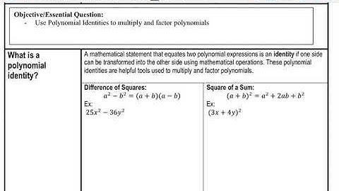3.3 Polynomial Identities Pt. 1
