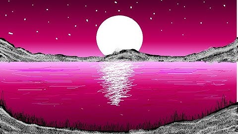 How to Draw Moonlight Scenery in MS Paint | Riverside Scenery in MS Paint