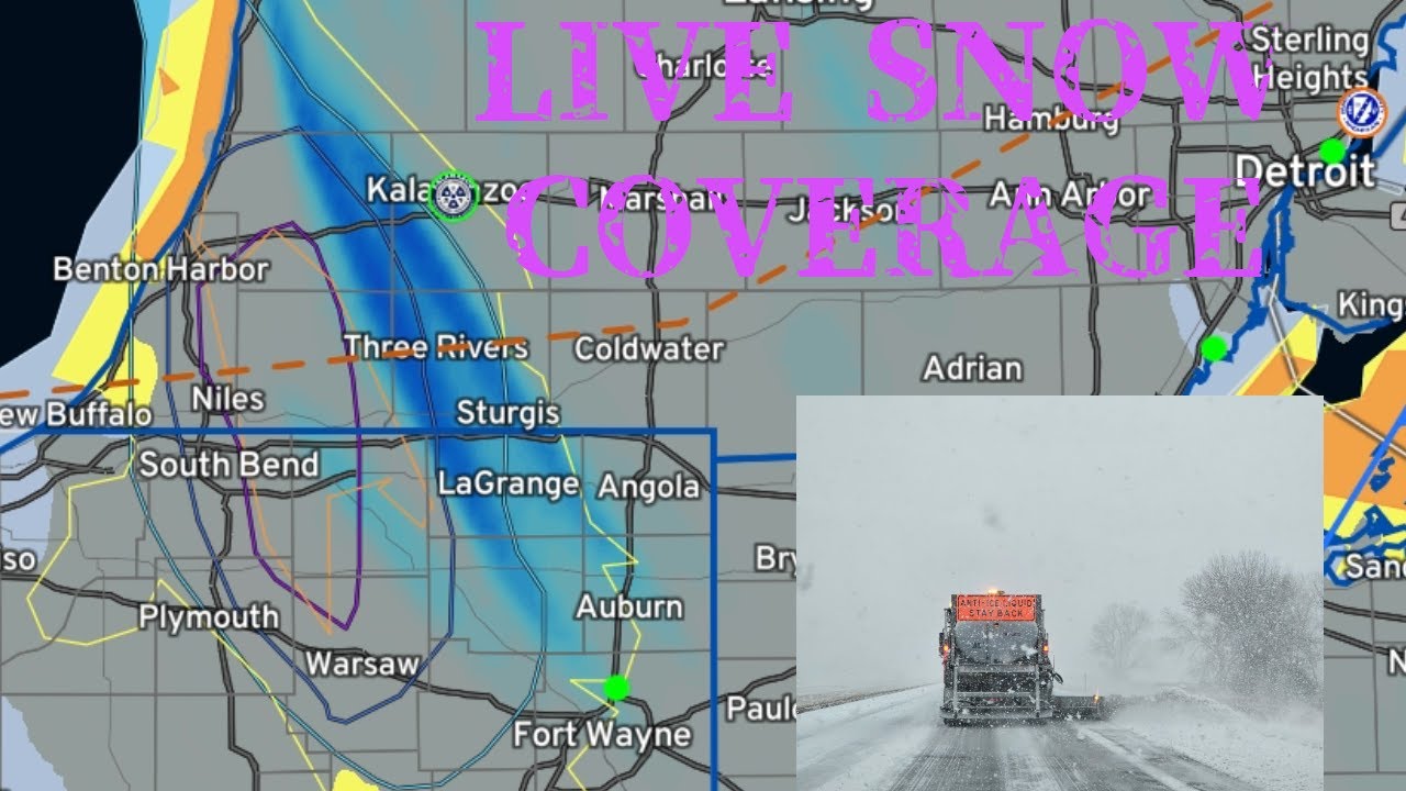 LIVE SNOW COVERAGE - Lake-Effect snow Michigan/Indiana