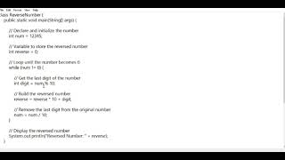 Reverse Number Program in Java | Easy Explanation with Example | Core Java Tutorial