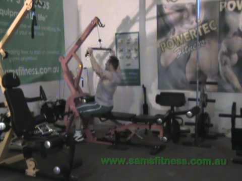 High Pulley Exercises on the Powertec Leverage Gym at www.samsfitness....