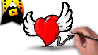 como dibujar y colorear un corazon con alas