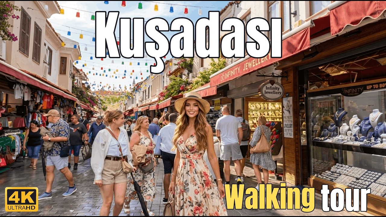 Пешеходная экскурсия по Кушадасы (4K) 🇹🇷 - Старый город, базар, порт и побережье