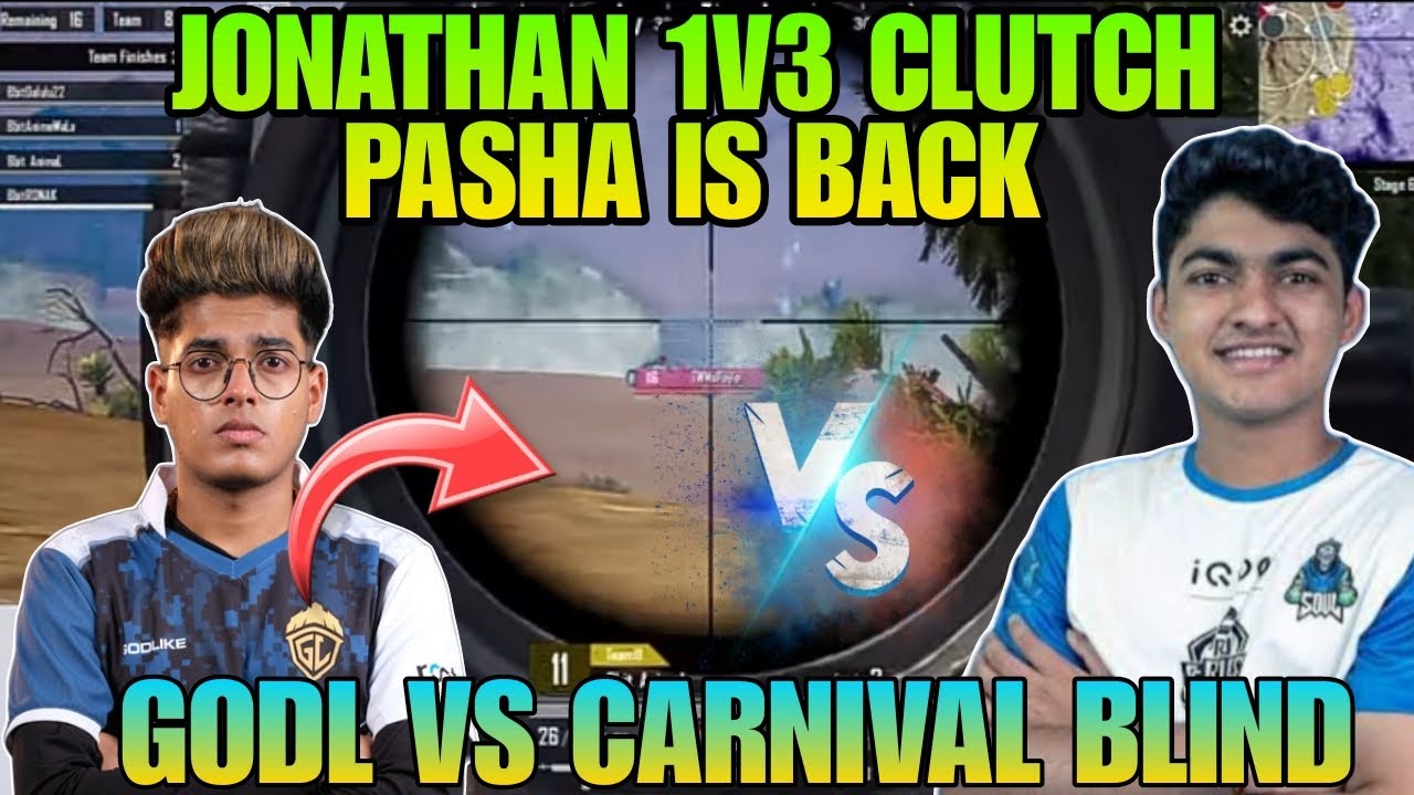Jonathan 1v3 Clutch 😱 Godlike Vs Carnival Blind And Rnt Fight || # ...