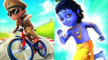 Little Singham Cycle Race 🆚 Little Krishna (IOS Android) Mobile Rush Gaming Videos | Try To Laugh 