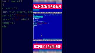 Palindrome Program using c language #shorts
