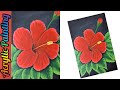 Easy Acrylic Red Flower Painting/Red Hibiscus Flower Painting On Canvas/Amrush Art Gallery