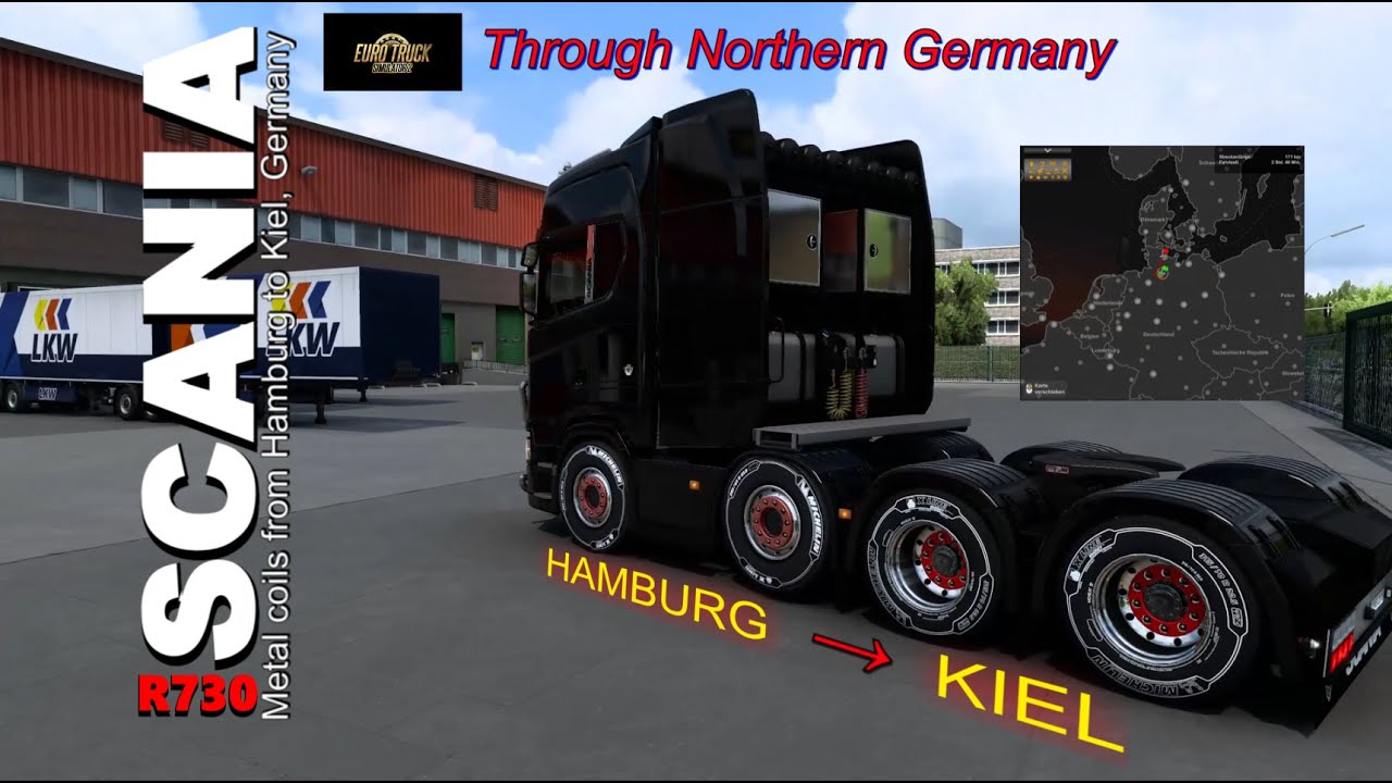 Euro Truck Simulator 2 #14 /Scania R730 V8/ Hamburg to Kiel / Fanatec +  Shifter + Head tracking - YouTube