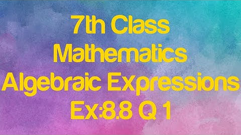 7th Class Maths | Exercise: 8.8 | Algebraic Expression| Step By Step Solution | US TECH