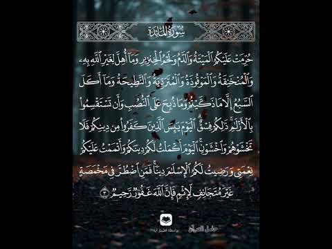 حرمت عليكم الميتة والدم ولحم الخنزير وما أهل لغير الله به سورة المائدة ماهر المعيقلي حامل القرآن