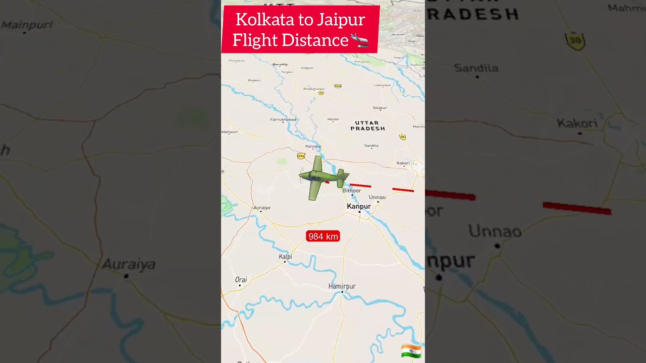 Kolkata To Jaipur Rajasthan Flight Travel Distance Flighttravel Map Shorts Tiktok