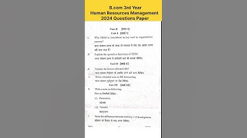 Human Resources Management 2024 Questions paper b.com 3rd Year #egb_learning