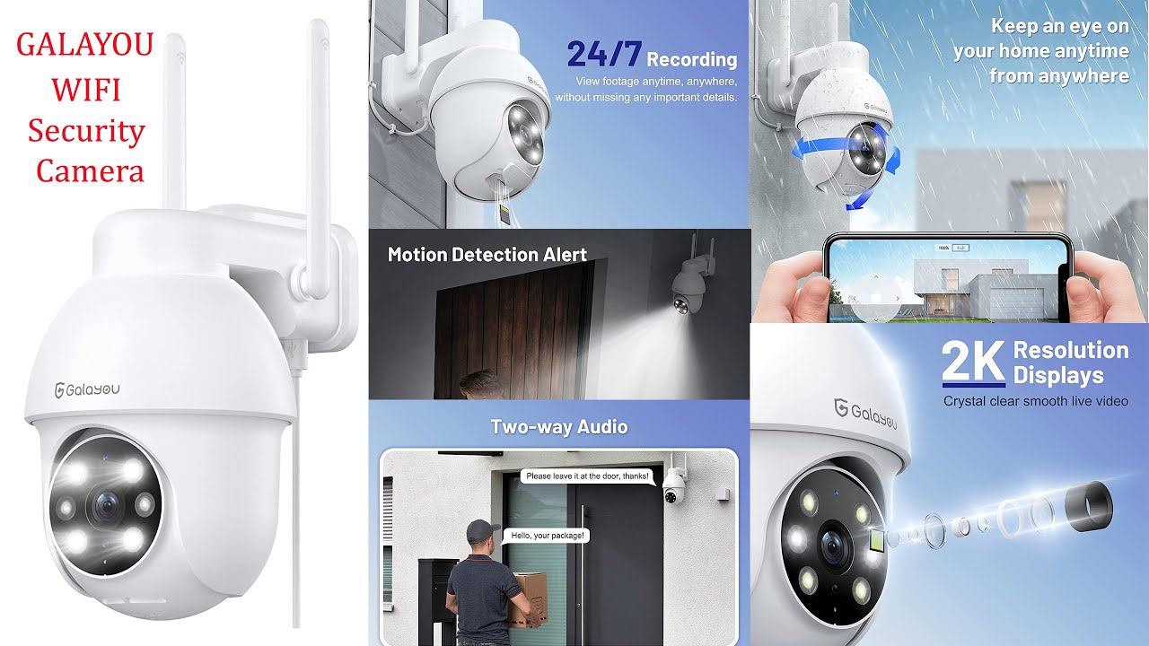 GALAYOU 2K Cámara Vigilancia WiFi Exterior, Cámara IP Vigilancia Domicilio  con Visión Nocturna en Color, Vista Panorámica e Inclinable de 360°, Sensor