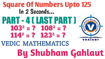 Square Of Numbers Upto 125 (Part - 4) || Vedic Mathematics || Shubham Gahlaut || Variant