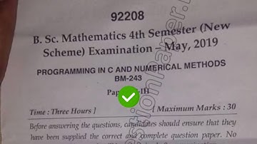 2019 Mdu BSc 4th Sem Programming in C & Numerial Methods Question Paper