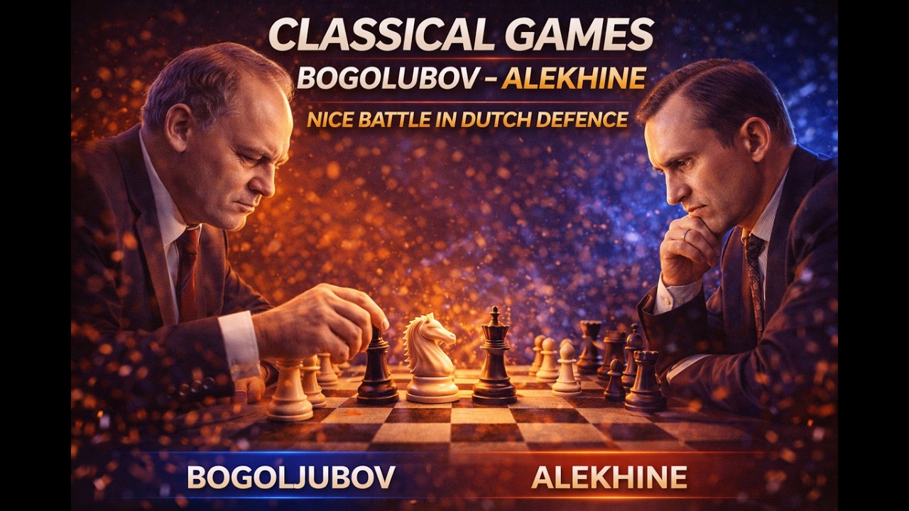 Classical games.  Bogolubov -  Alekhine, nice battle in Dutch defence