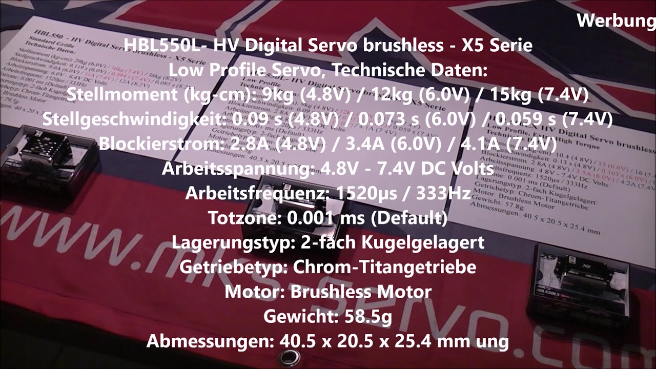 Vorstellung der neuen MKS Servo X5 Serie, HBL 550 , HBL 550L und HBL 550 LX