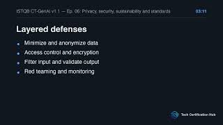 ISTQB CT-GenAI v1.1 — Ep. 06: Privacy, security, sustainability and standards