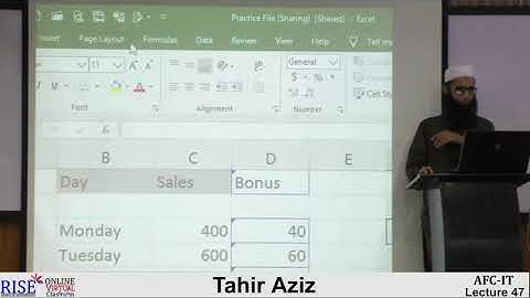 CA AFC 04 IT by Sir Tahir Aziz from Rise Lecture # 47 (MS Excel) | Office 365 |