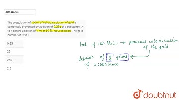 The coagulation of 100ml of colloidal solution of gold is completely prevent