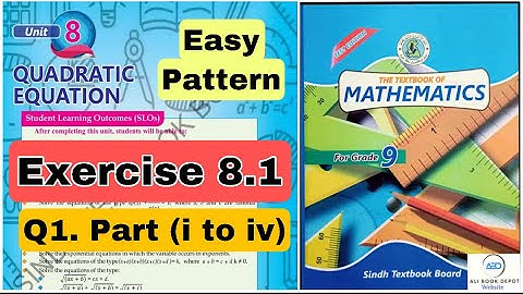 Exercise 8.1 unit 8 Quadratic equations | ex 8.1 Q1 part i to iv | class  9 new mathematics book