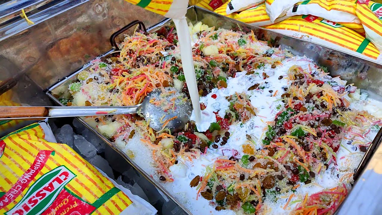 Creamy Fruit Chaat Street Dessert Creamy Chaat at Street Food of