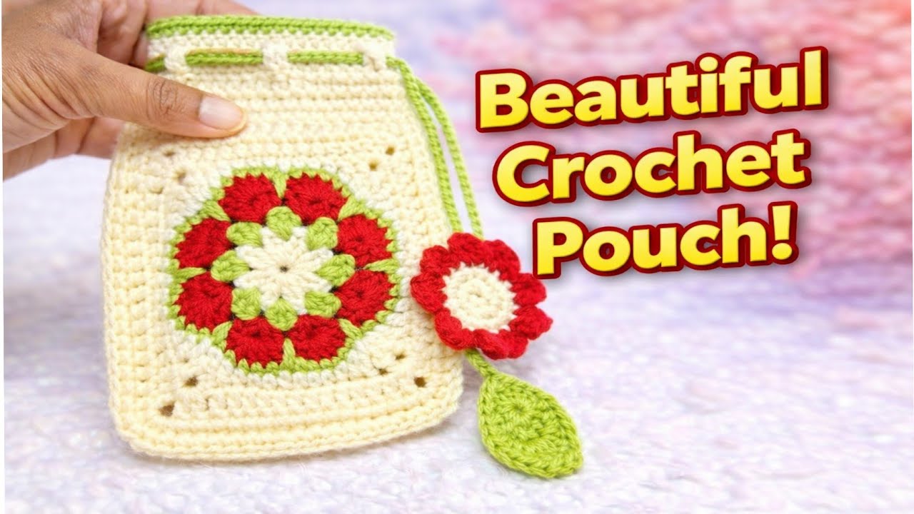 Easy Flower pouch Tutorial 🏵️ | | Beginners Friendly crochet 🧶✨