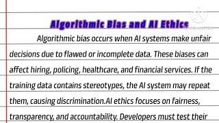 Algorithmic Bias &amp; AI Ethics | Algorithmic Bias &amp; AI Ethics Essay | Essay | Essay In English |