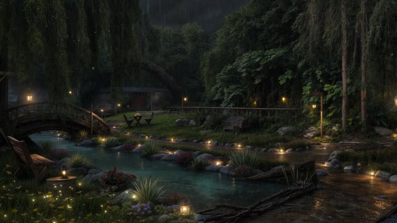 🍃 Hidden Forest Riverbank in Gentle Rain | Steady Rain Ambience for Study & Focus