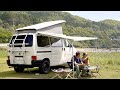 【車中泊 キャンプ】愛犬と キャンピングカー で海 キャンプ を楽しむ|ASMR