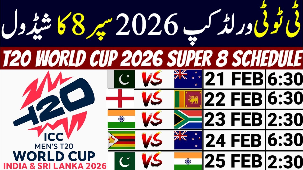 T20 World Cup 2026 Super 8 Schedule | ICC T20 World Cup 2026 Super 8 ...