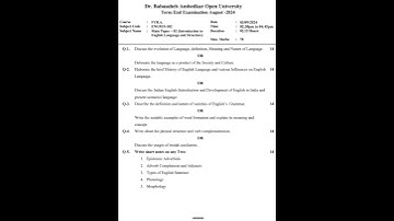 ENGM-102 August 2024 question paper F.Y baou #study #exam #exampaper