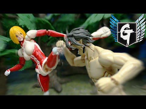 Attack on titan stop motion- Titan Eren vs Female Titan 進撃の巨人-エレン 巨人 VS 女型の巨人
