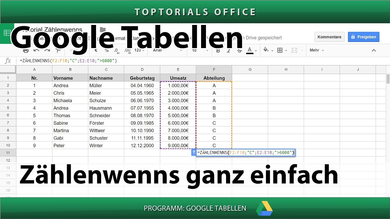 zählenwenns excel office 2019