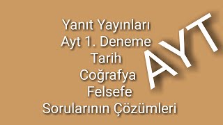 Yanit-Paraf Yayinlari Ayt 1. Deneme Sosyal Bi̇li̇mler Çözümleri̇ Özgür Gürses, Ramazan Demi̇r Arzu Şen