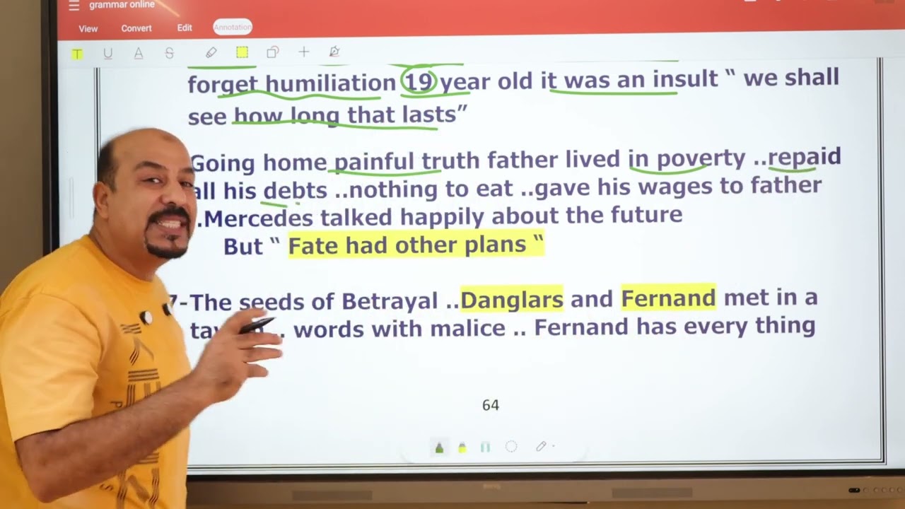 الفصل الاول لقصه the count of monte Cristo الصف الثالث الثانوي