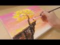 Girl's Inner World / Yellow Acrylic / Sponge Painting Technique