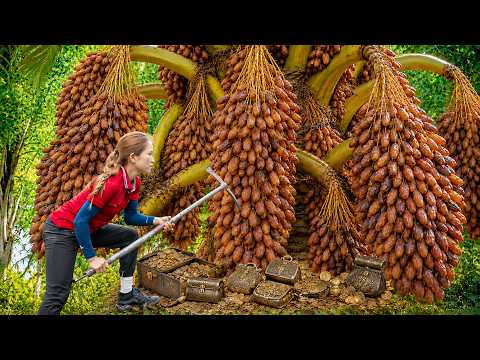 Harvesting Giant Golden Palm Fruits to Sell | Finding Hidden Ancient Treasure Under Palm Tree