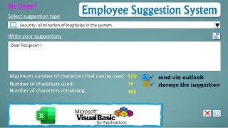 Employee Suggestion System|Send via Outlook and Save to Database Using Excel VBA|Full Tutorial