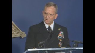 Admiral Eric Olson gives speech for Michael Monsoor&#39;s Induction into Hall of Heroes at the Pentagon